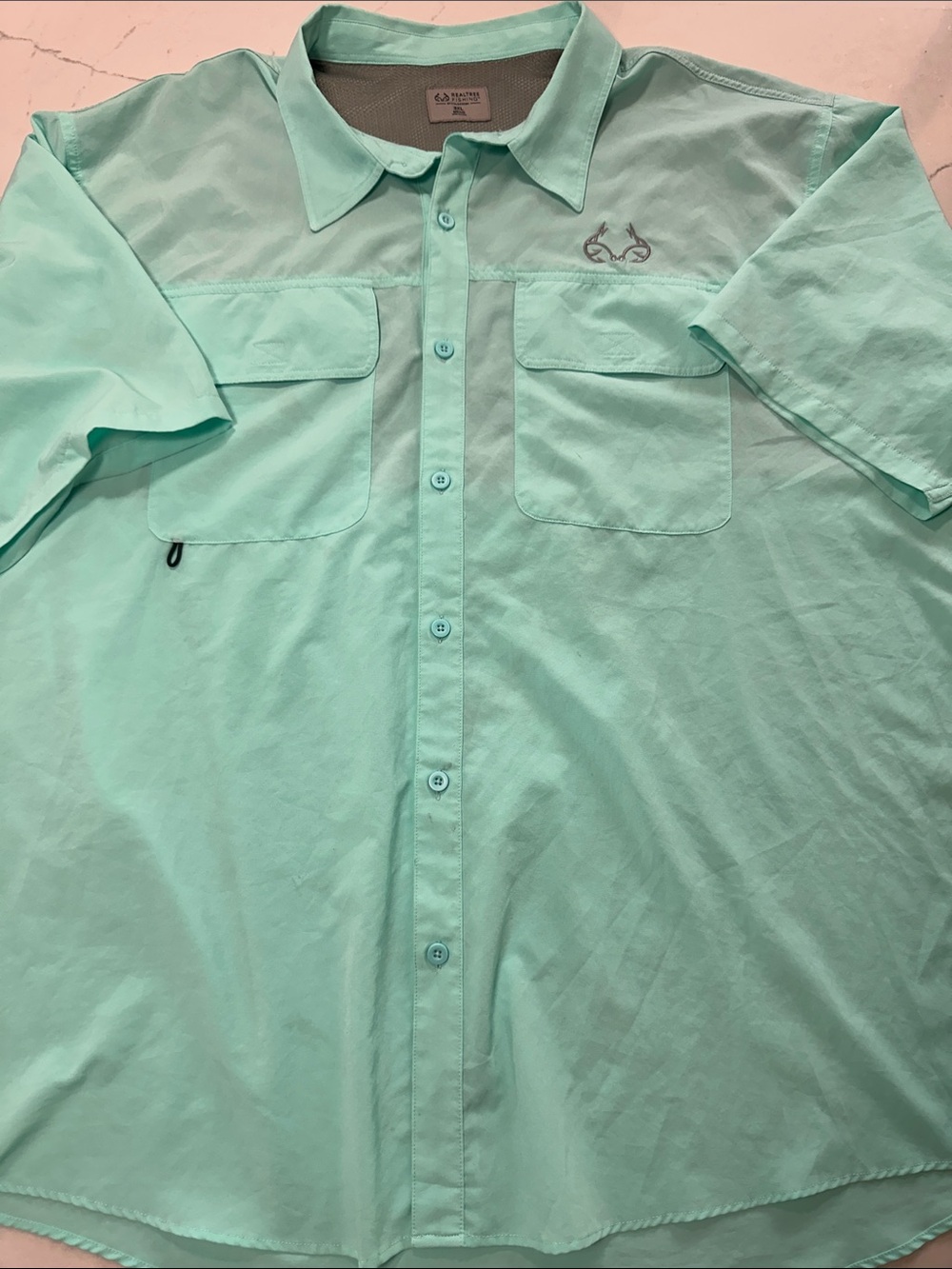 Realtree Mint Aqua Short-Sleeve Button-Down Shirt